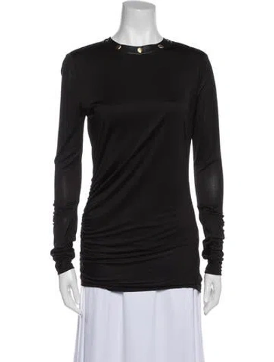 Pre-owned St John Crew Neck Long Sleeve Top In Black