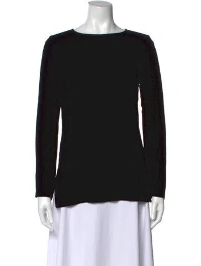 Pre-owned St John Crew Neck Long Sleeve Top In Black