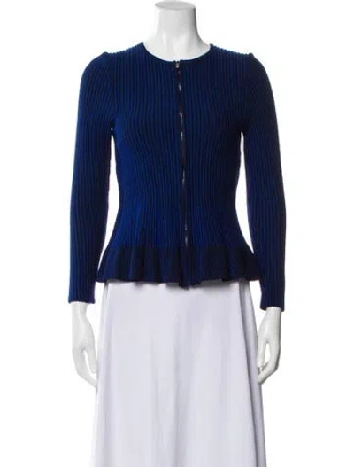 Pre-owned St John Crew Neck Long Sleeve Top In Blue