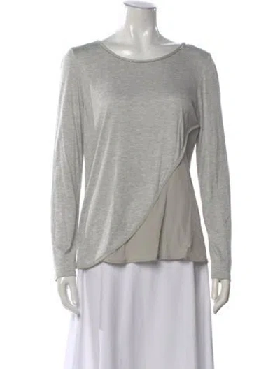 Pre-owned St John Crew Neck Long Sleeve Top In Gray