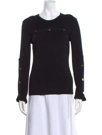 Pre-owned St John Crew Neck Long Sleeve Top W/ Tags In Black