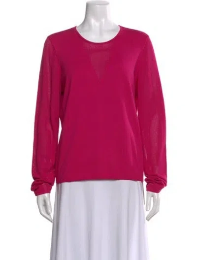 Pre-owned St John Crew Neck Long Sleeve Top W/ Tags In Pink
