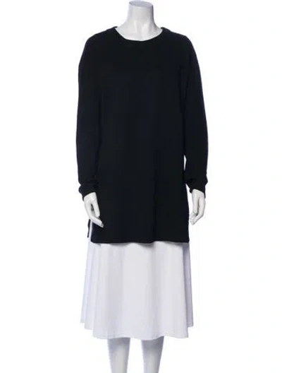 Pre-owned St John Crew Neck Long Sleeve Tunic In Blue