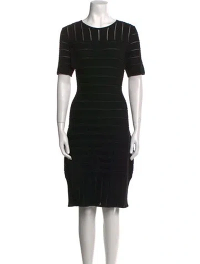Pre-owned St John Crew Neck Midi Length Dress In Black