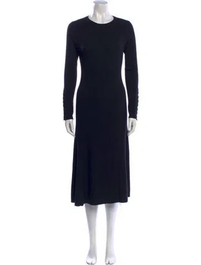 Pre-owned St John Crew Neck Midi Length Dress In Black