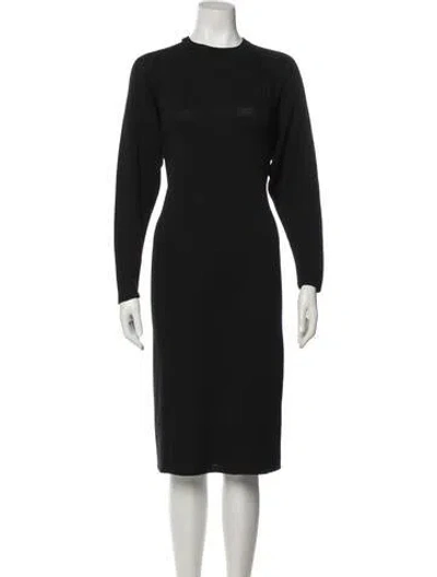 Pre-owned St John Crew Neck Midi Length Dress In Black