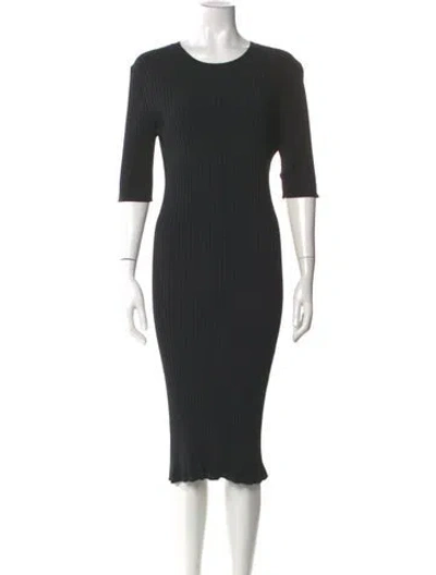 Pre-owned St John Crew Neck Midi Length Dress In Black