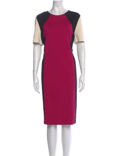Pre-owned St John Crew Neck Midi Length Dress In Black