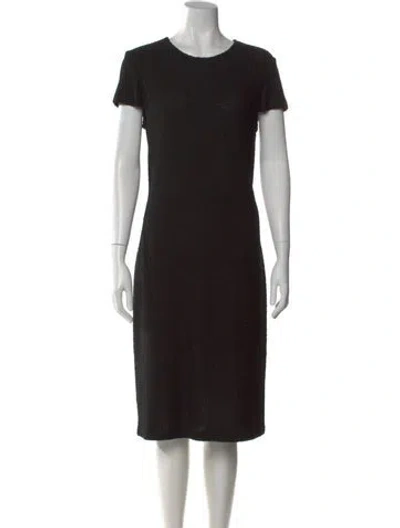 Pre-owned St John Crew Neck Midi Length Dress In Black