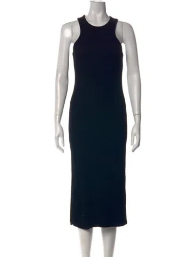 Pre-owned St John Crew Neck Midi Length Dress In Black