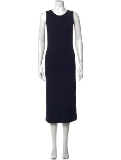 Pre-owned St John Crew Neck Midi Length Dress In Blue