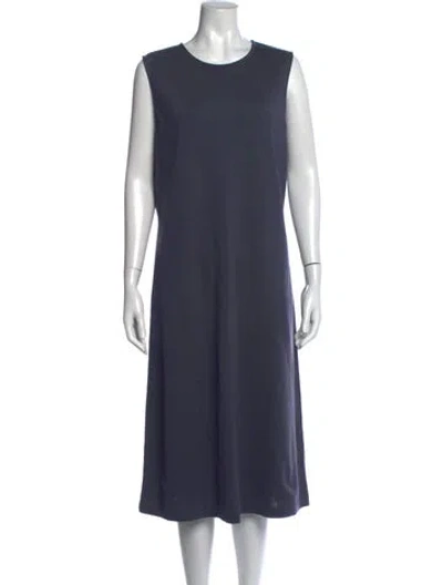 Pre-owned St John Crew Neck Midi Length Dress In Blue