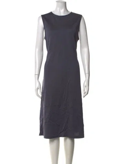 Pre-owned St John Crew Neck Midi Length Dress In Grey