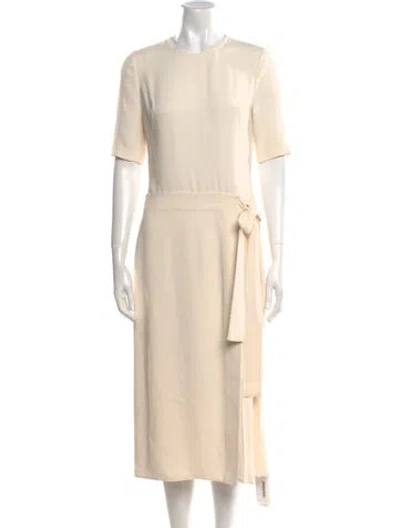 Pre-owned St John Crew Neck Midi Length Dress In Neutral
