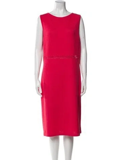 Pre-owned St John Crew Neck Midi Length Dress In Pink