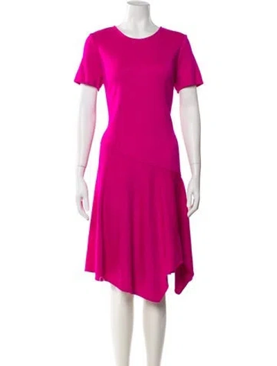 Pre-owned St John Crew Neck Midi Length Dress In Pink