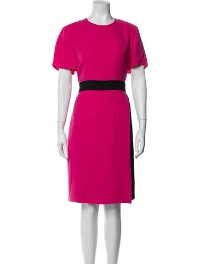 Pre-owned St John Crew Neck Midi Length Dress In Pink