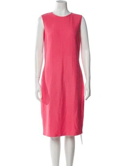 Pre-owned St John Crew Neck Midi Length Dress In Pink