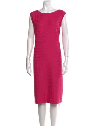 Pre-owned St John Crew Neck Midi Length Dress In Pink