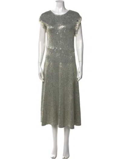 Pre-owned St John Crew Neck Midi Length Dress W/ Tags In Gold