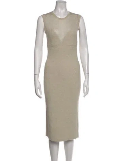 Pre-owned St John Crew Neck Midi Length Dress W/ Tags In Neutral