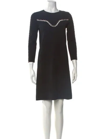 Pre-owned St John Crew Neck Mini Dress In Black