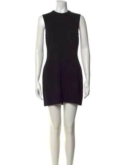 Pre-owned St John Crew Neck Mini Dress In Black