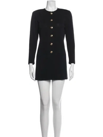 Pre-owned St John Crew Neck Mini Dress In Black