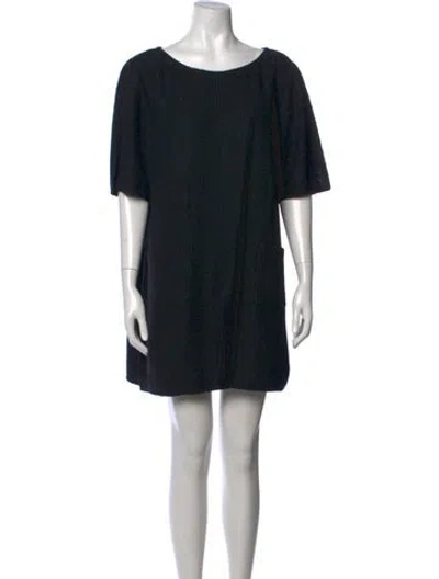 Pre-owned St John Crew Neck Mini Dress In Black
