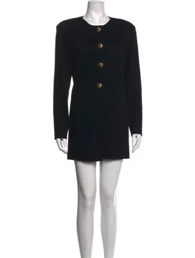 Pre-owned St John Crew Neck Mini Dress In Black