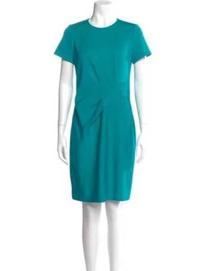 Pre-owned St John Crew Neck Mini Dress In Blue