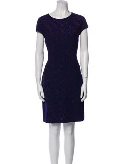 Pre-owned St John Crew Neck Mini Dress In Blue