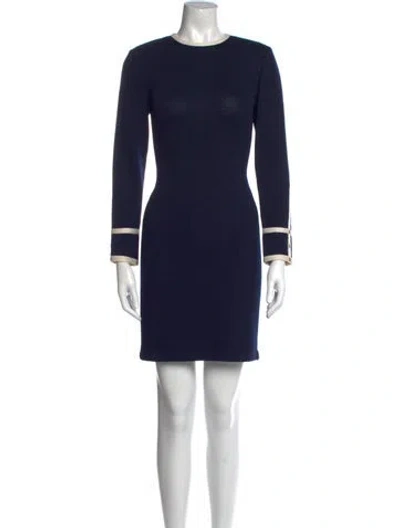 Pre-owned St John Crew Neck Mini Dress In Blue
