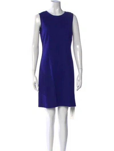 Pre-owned St John Crew Neck Mini Dress In Blue
