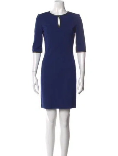 Pre-owned St John Crew Neck Mini Dress In Blue