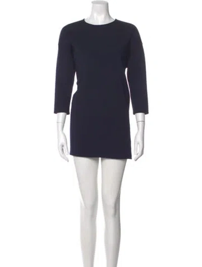 Pre-owned St John Crew Neck Mini Dress In Blue