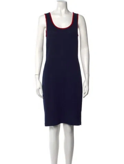 Pre-owned St John Crew Neck Mini Dress In Blue