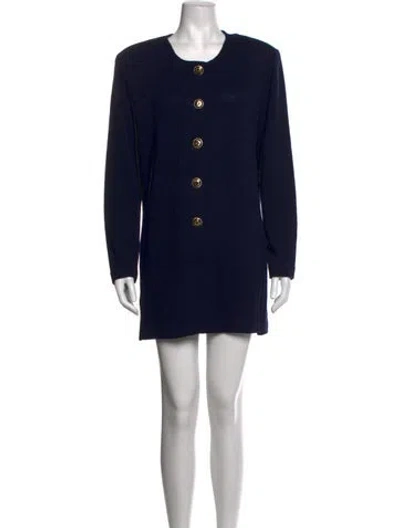 Pre-owned St John Crew Neck Mini Dress In Blue