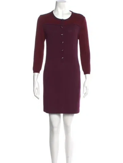 Pre-owned St John Crew Neck Mini Dress In Burgundy