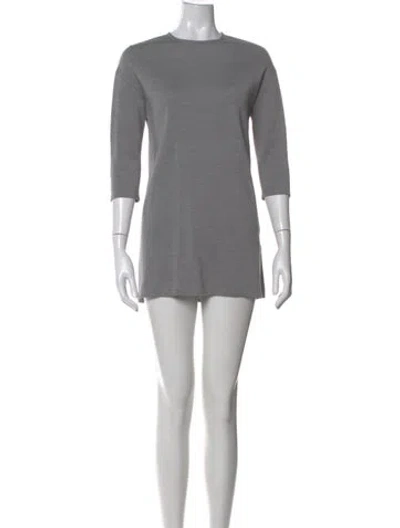 Pre-owned St John Crew Neck Mini Dress In Gray