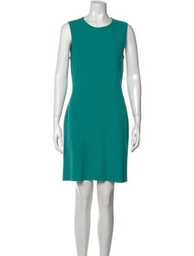 Pre-owned St John Crew Neck Mini Dress In Green