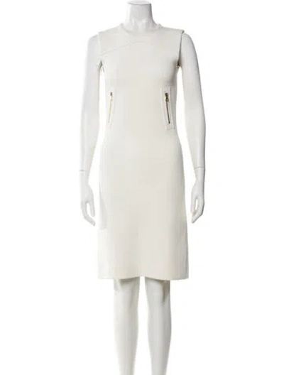 Pre-owned St John Crew Neck Mini Dress In Neutral