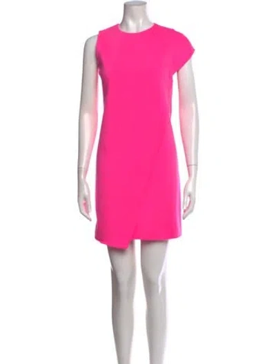 Pre-owned St John Crew Neck Mini Dress In Pink
