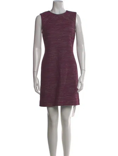 Pre-owned St John Crew Neck Mini Dress In Purple