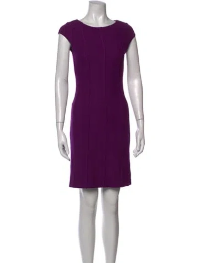 Pre-owned St John Crew Neck Mini Dress In Purple
