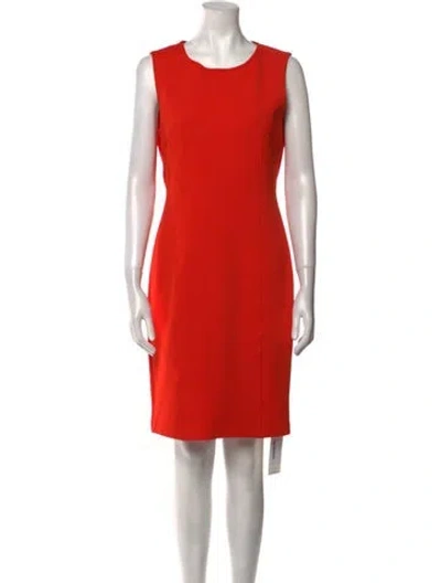 Pre-owned St John Crew Neck Mini Dress In Red