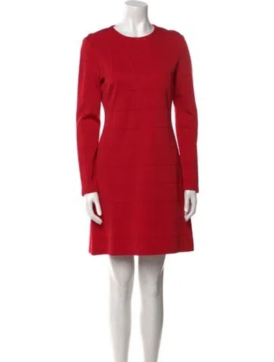 Pre-owned St John Crew Neck Mini Dress In Red