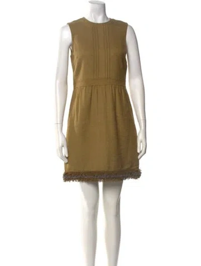 Pre-owned St John Crew Neck Mini Dress W/ Tags In Green