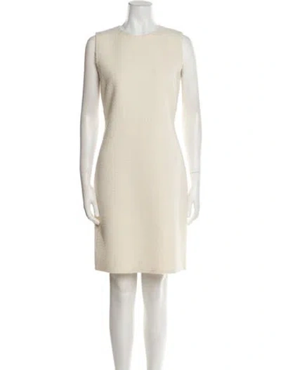 Pre-owned St John Crew Neck Mini Dress W/ Tags In Neutral
