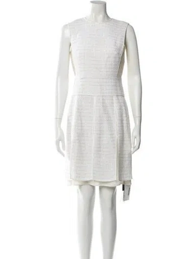 Pre-owned St John Crew Neck Mini Dress In White
